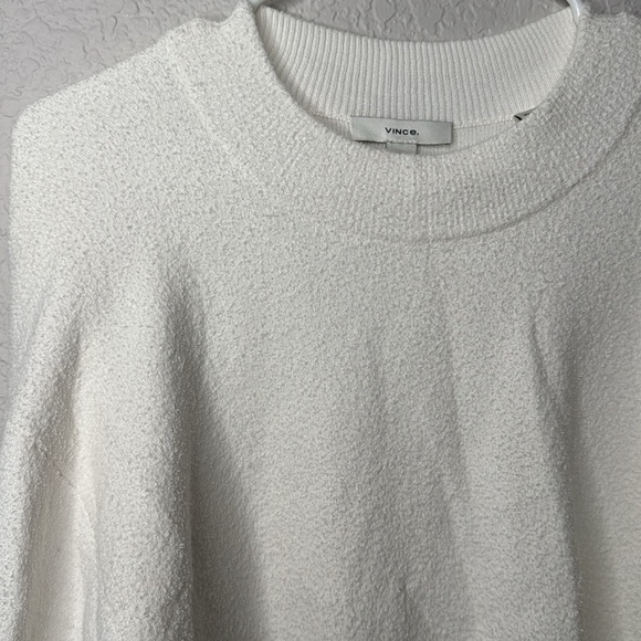 Vince Cotton Blend Bouclé Sweater Terry White Ivory Size Small - Picture 5 of 8